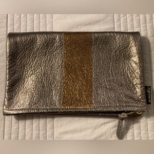 Zina Kao Gold and Silver fold over Metallic Clutch